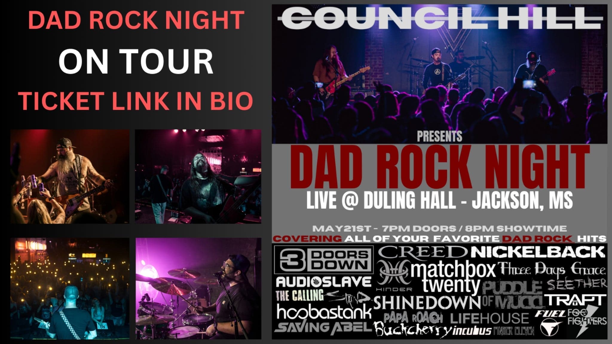 "Dad Rock Night" (a tribute to 2000's Rock)(presented by Council Hill)
